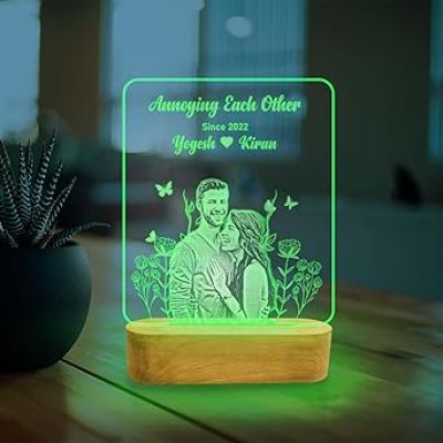 Customized 3D Illusion Night Lamp Personalized with Photo & Memorable Date  Gift for Couple, Birthday, Anniversary and Any Other Special Occasion